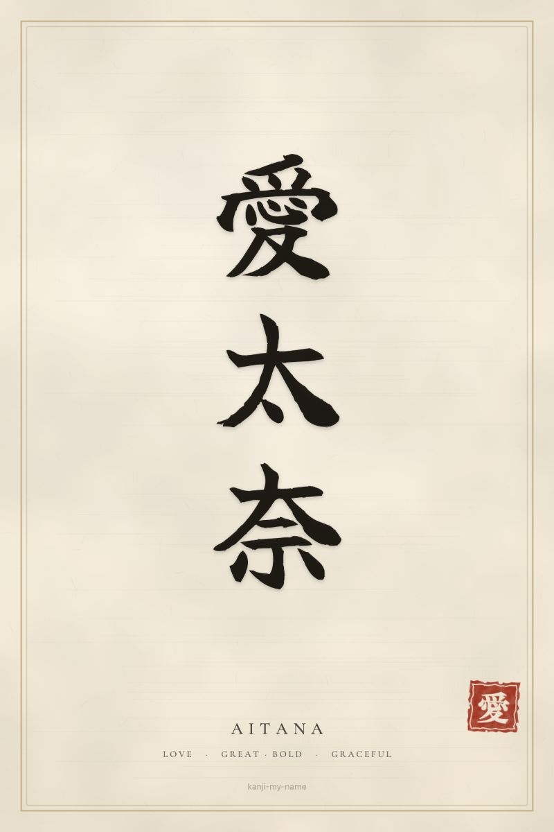 Aitana in kanji: 愛太奈 — artistic ateji