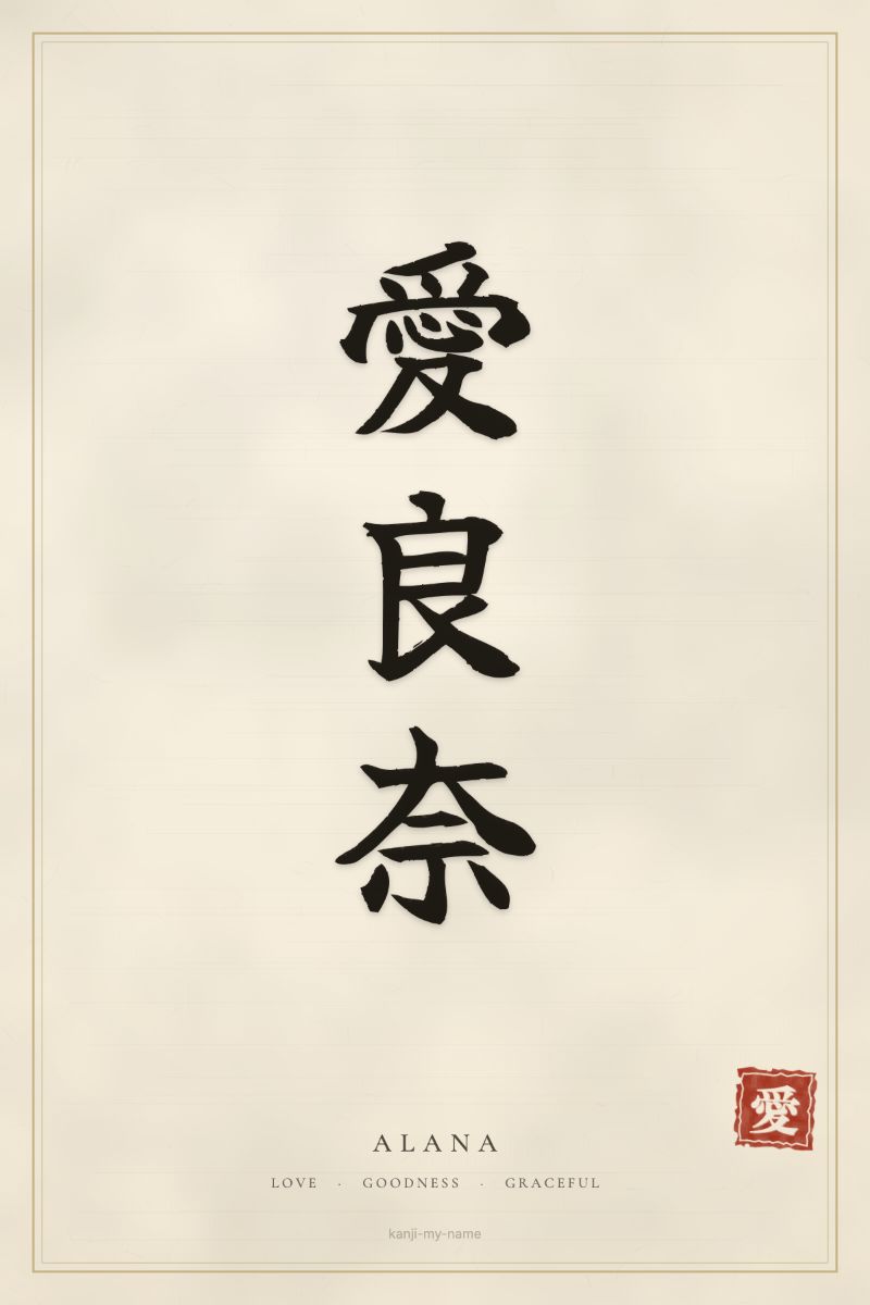 Alana in kanji: 愛良奈 — artistic ateji