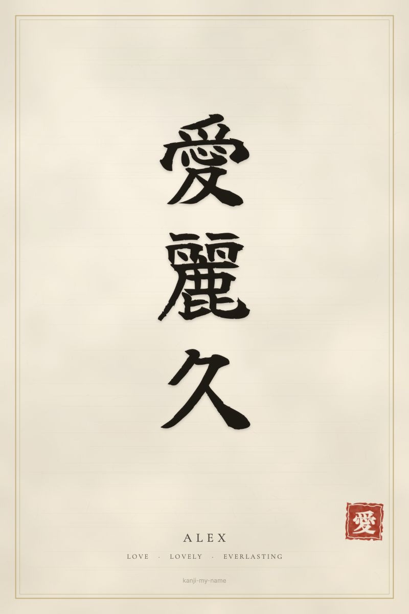 Alex in kanji: 愛麗久 — artistic ateji