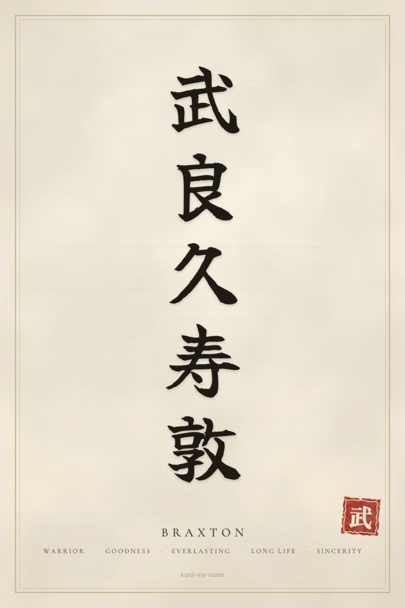Braxton in kanji: 武良久寿敦 — artistic ateji