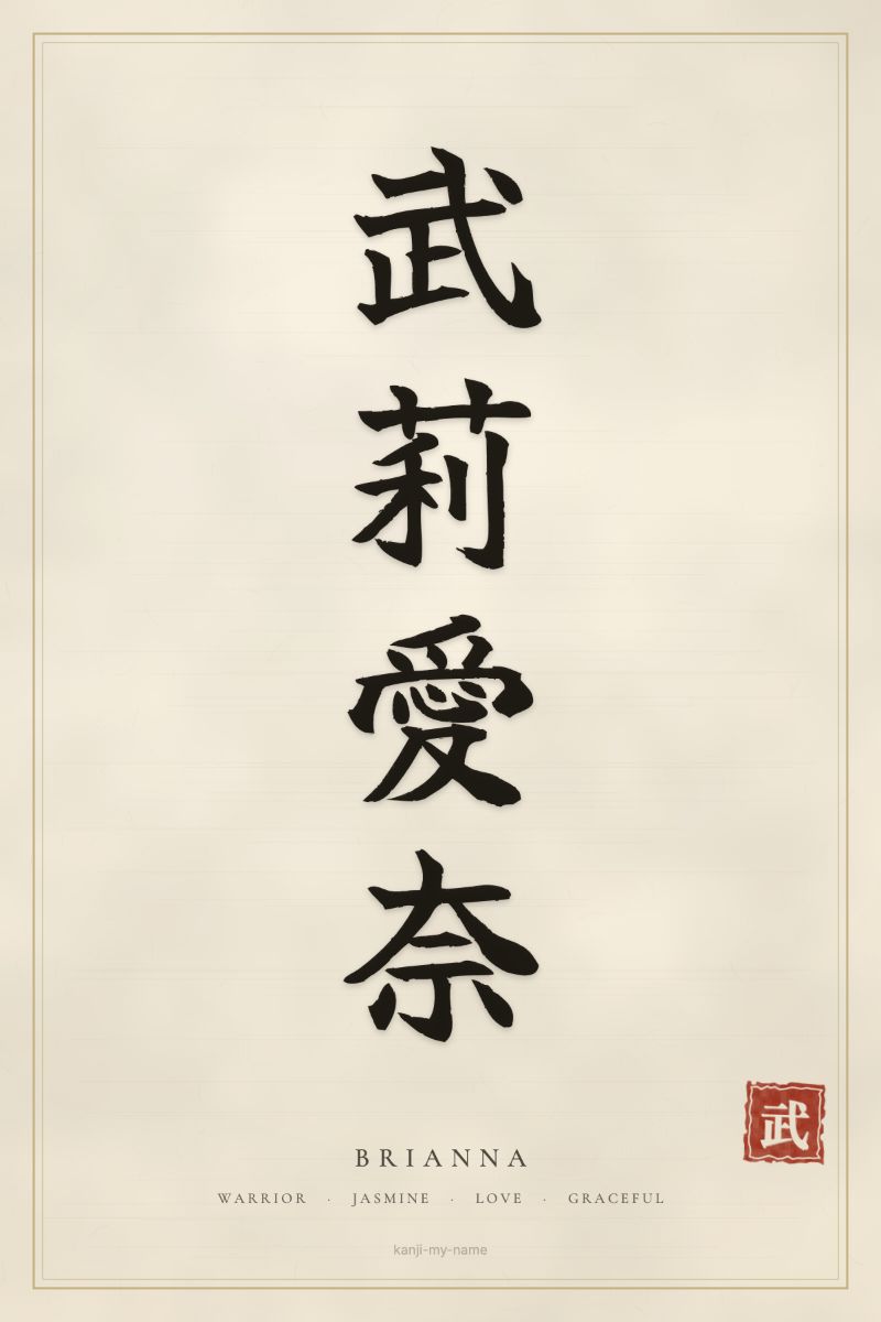 Brianna in kanji: 武莉愛奈 — artistic ateji