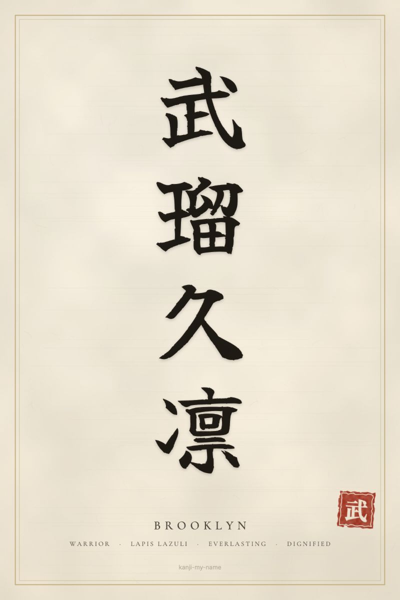 Brooklyn in kanji: 武瑠久凛 — artistic ateji