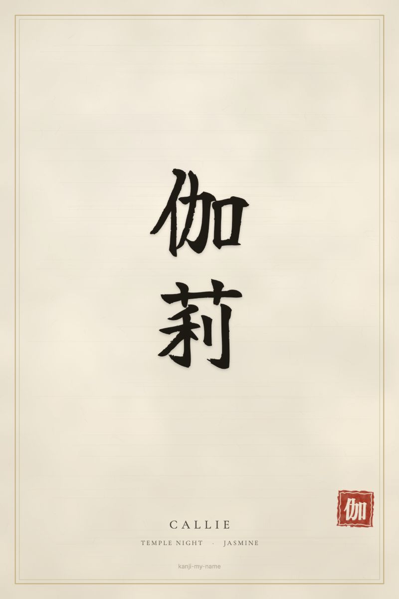 Callie in kanji: 伽莉 — artistic ateji