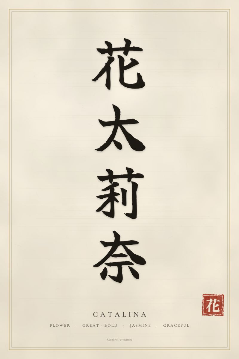 Catalina in kanji: 花太莉奈 — artistic ateji
