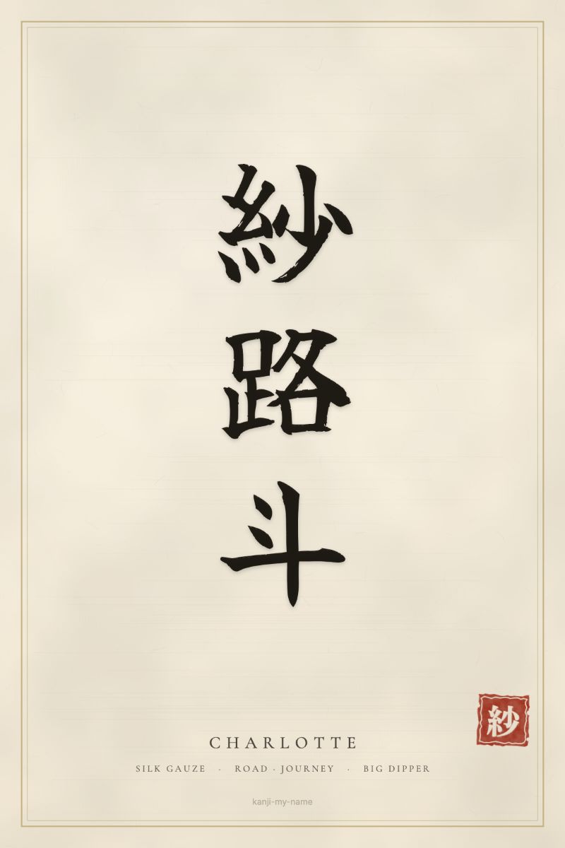 Charlotte in kanji: 紗路斗 — artistic ateji