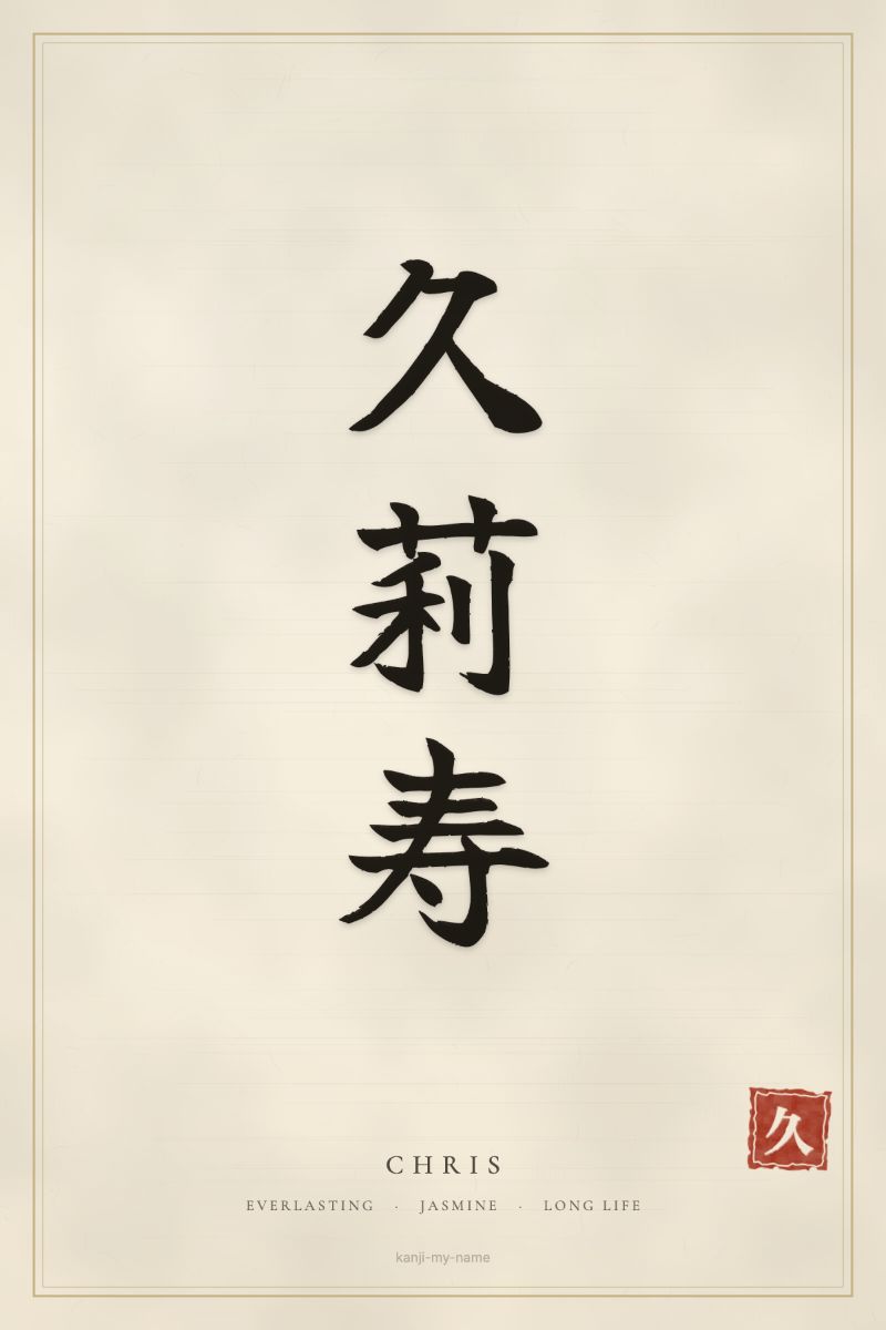 Chris in kanji: 久莉寿 — artistic ateji