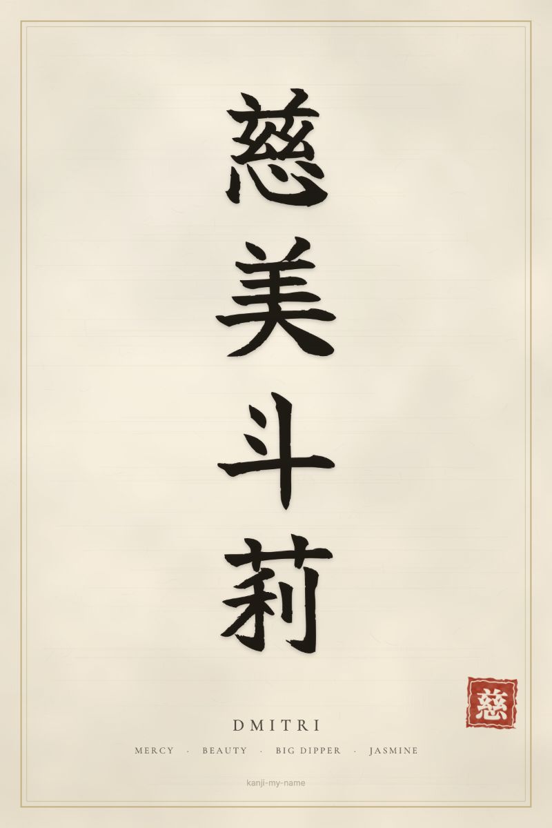 Dmitri in kanji: 慈美斗莉 — artistic ateji