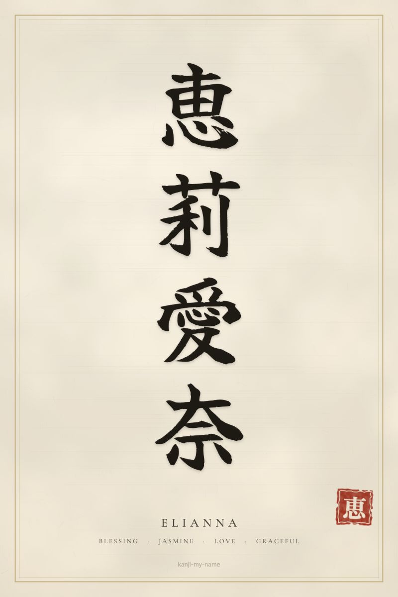 Elianna in kanji: 恵莉愛奈 — artistic ateji