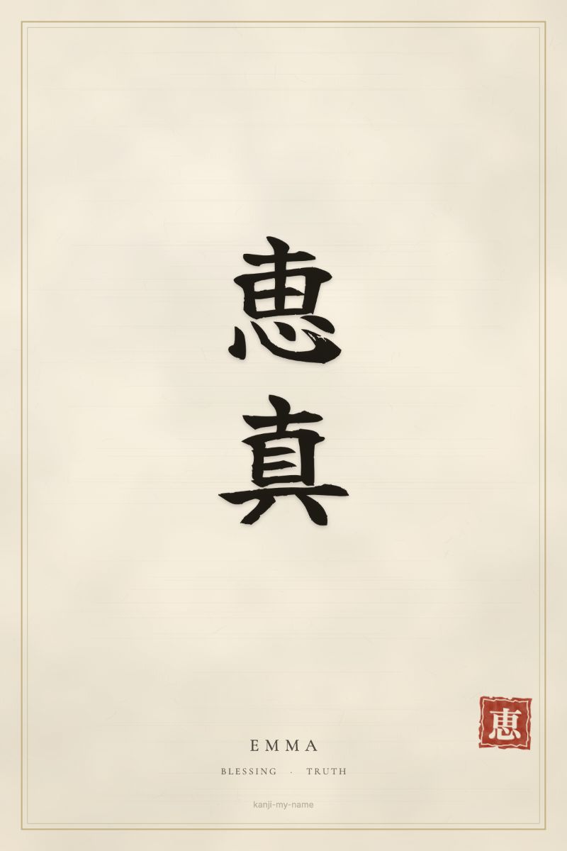 Emma in kanji: 恵真 — artistic ateji