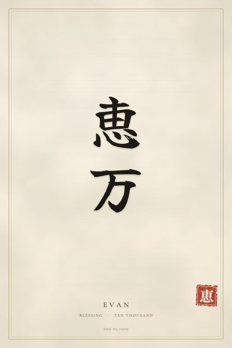 Evan in kanji: 恵万 — artistic ateji