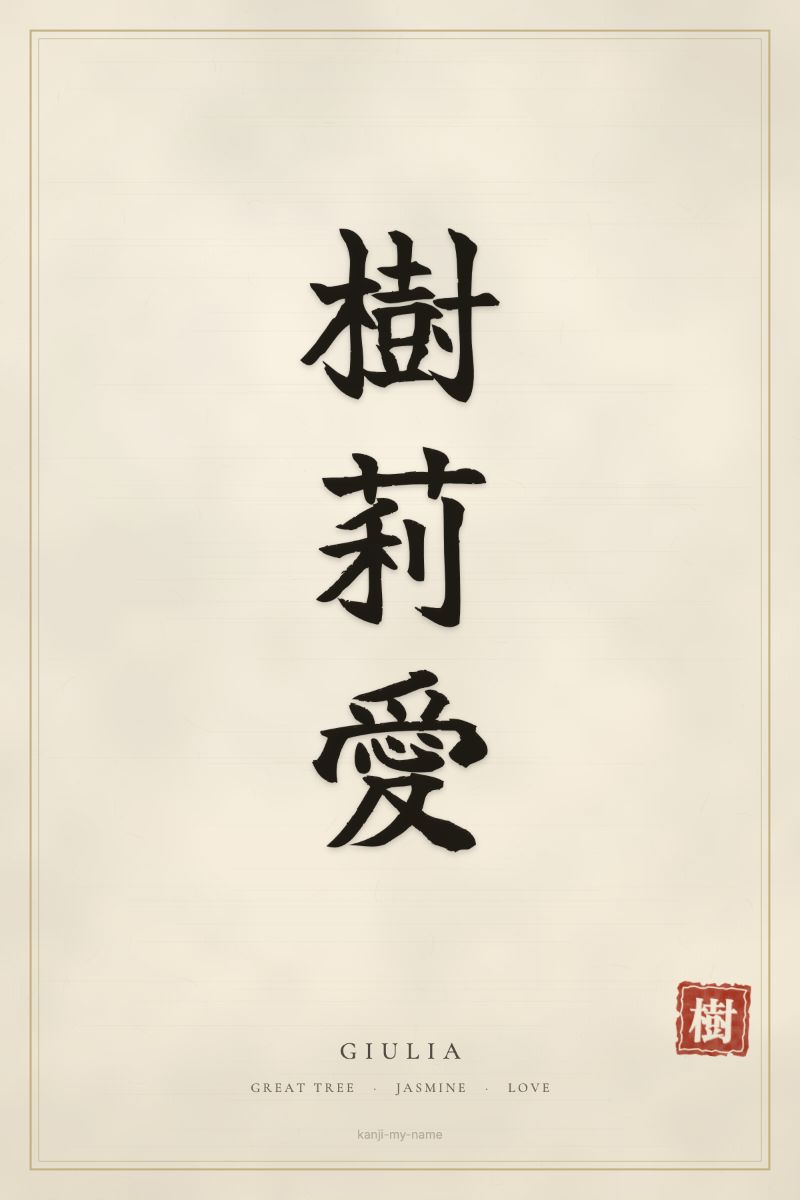Giulia in kanji: 樹莉愛 — artistic ateji