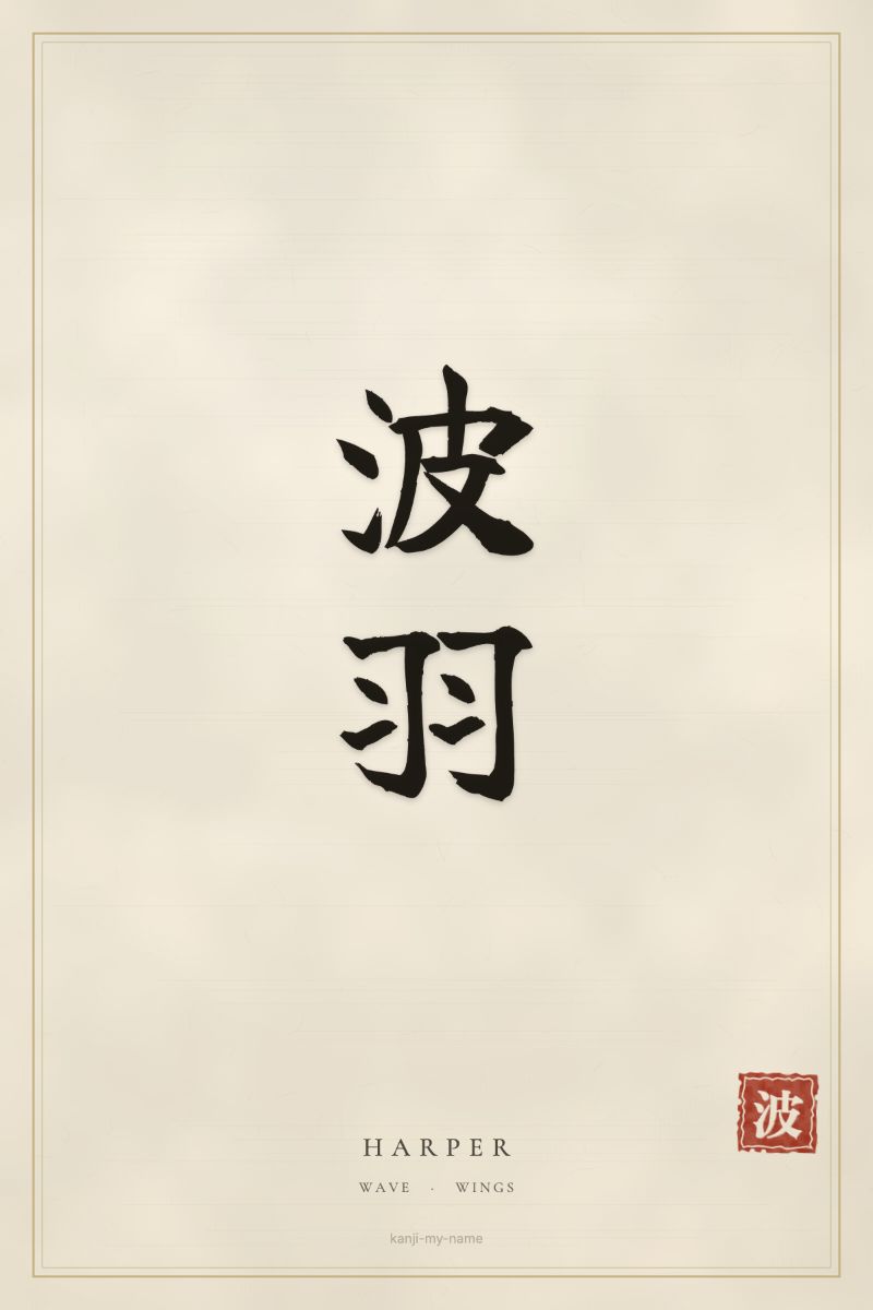Harper in kanji: 波羽 — artistic ateji
