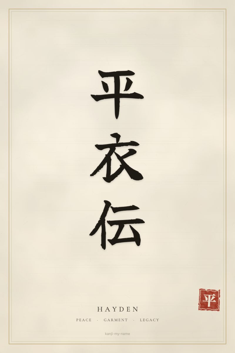 Hayden in kanji: 平衣伝 — artistic ateji