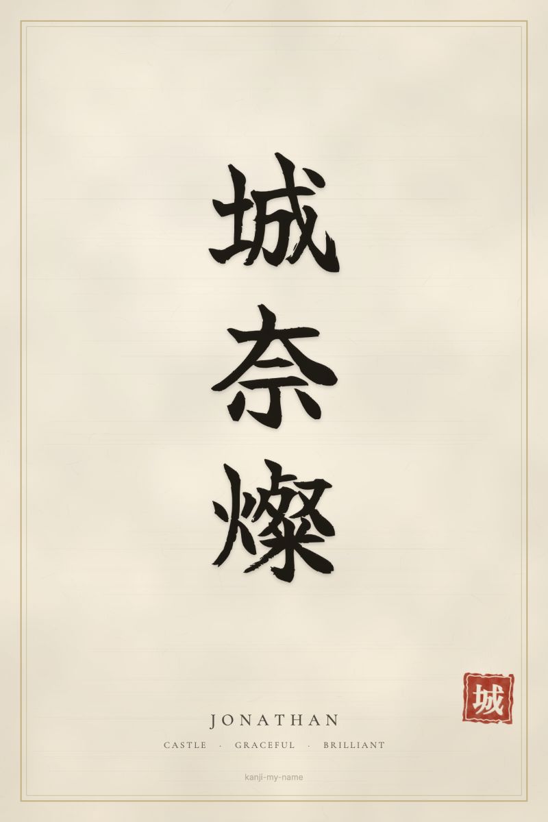 Jonathan in kanji: 城奈燦 — artistic ateji