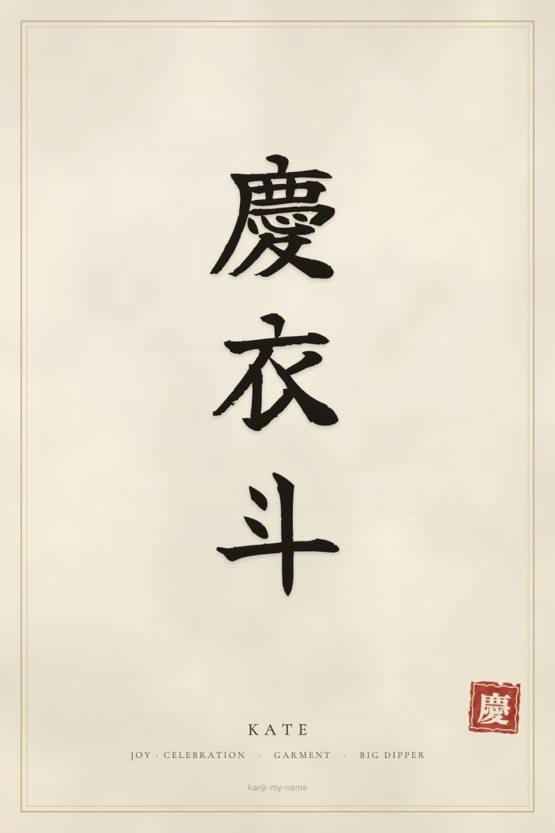 Kate in kanji: 慶衣斗 — artistic ateji