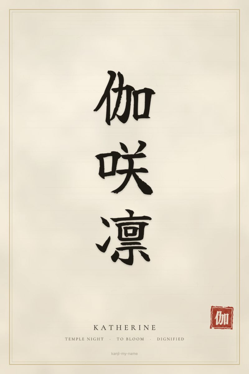Katherine in kanji: 伽咲凛 — artistic ateji