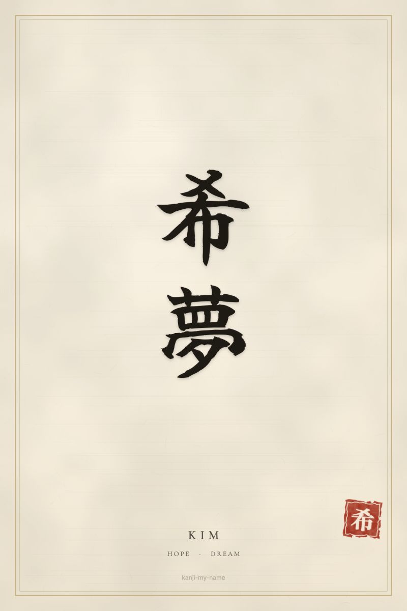 Kim in kanji: 希夢 — artistic ateji