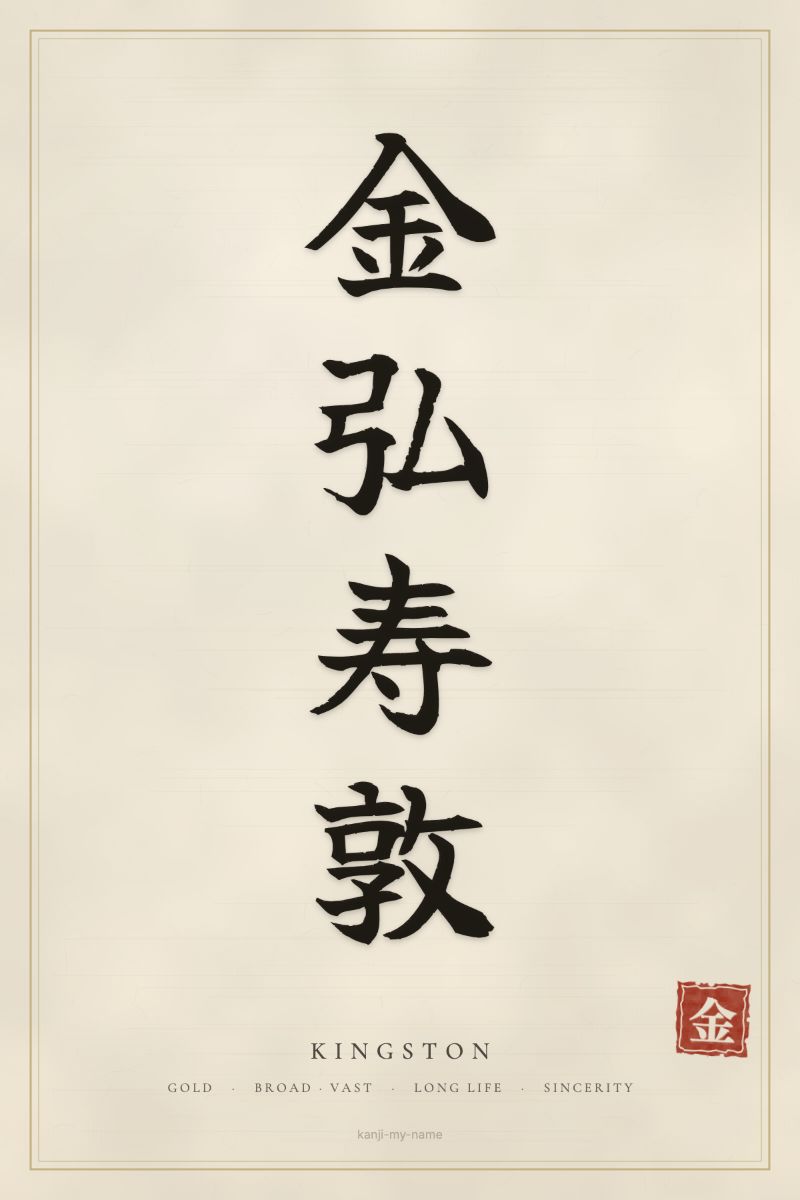 Kingston in kanji: 金弘寿敦 — artistic ateji