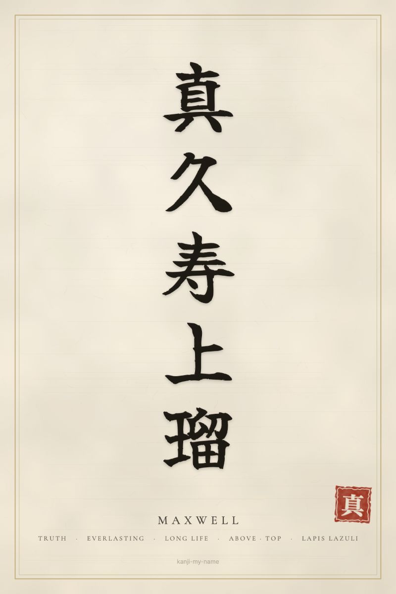 Maxwell in kanji: 真久寿上瑠 — artistic ateji