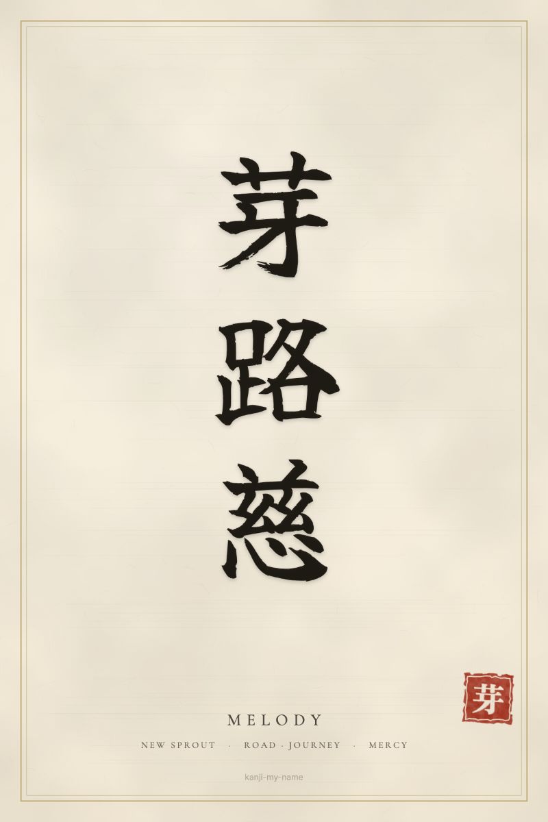 Melody in kanji: 芽路慈 — artistic ateji