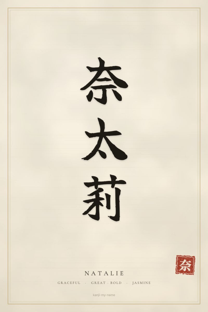Natalie in kanji: 奈太莉 — artistic ateji