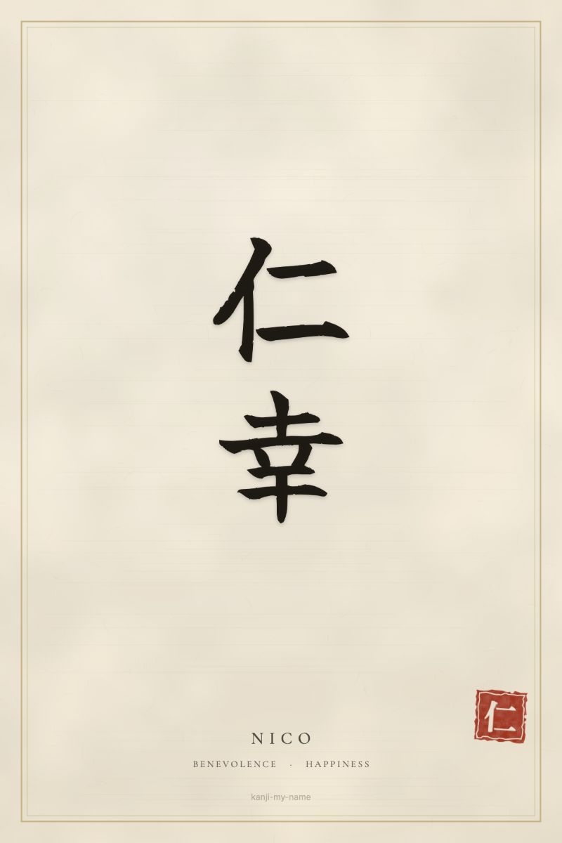Nico in kanji: 仁幸 — artistic ateji