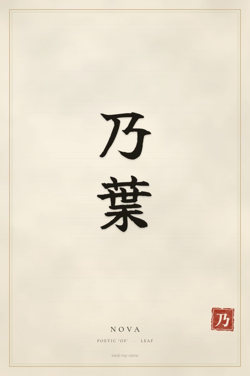 Nova in kanji: 乃葉 — artistic ateji