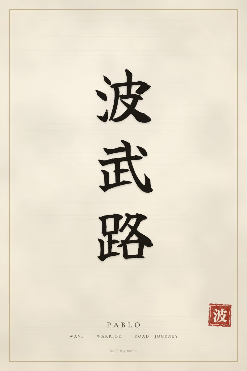 Pablo in kanji: 波武路 — artistic ateji