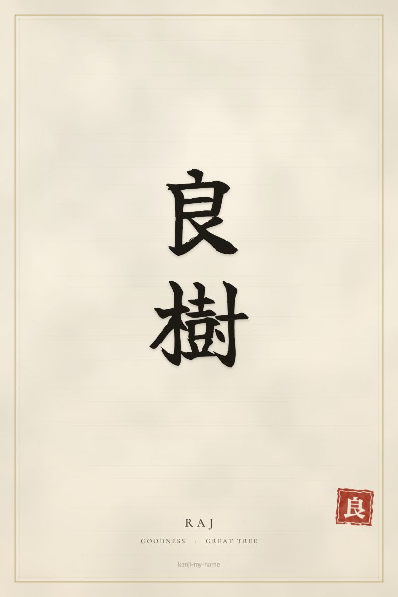 Raj in kanji: 良樹 — artistic ateji