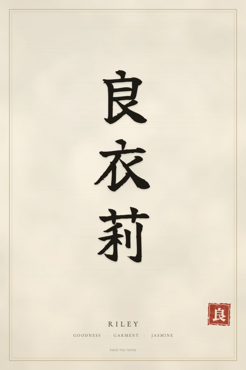 Riley in kanji: 良衣莉 — artistic ateji