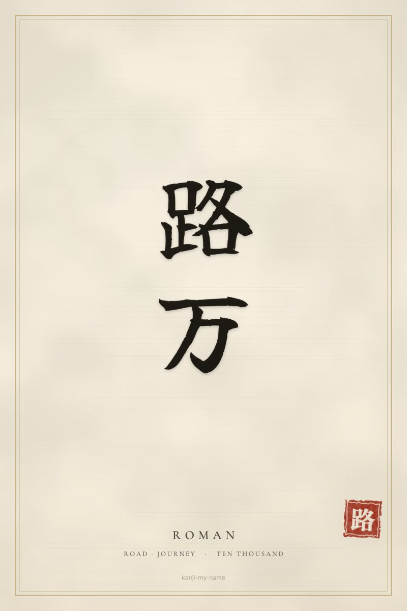 Roman in kanji: 路万 — artistic ateji