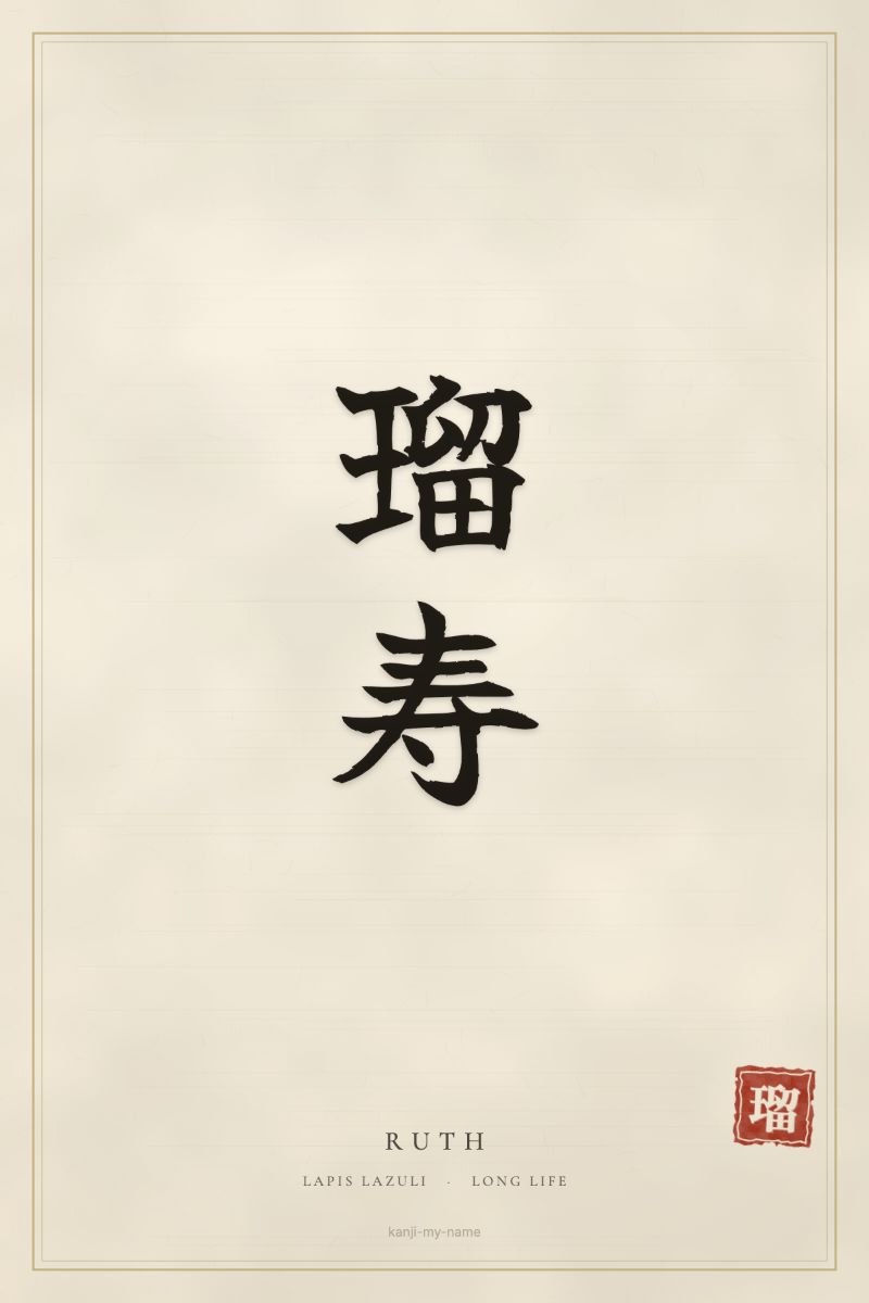 Ruth in kanji: 瑠寿 — artistic ateji