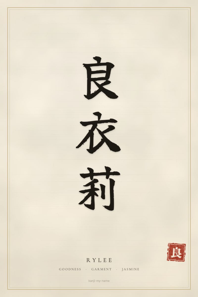 Rylee in kanji: 良衣莉 — artistic ateji