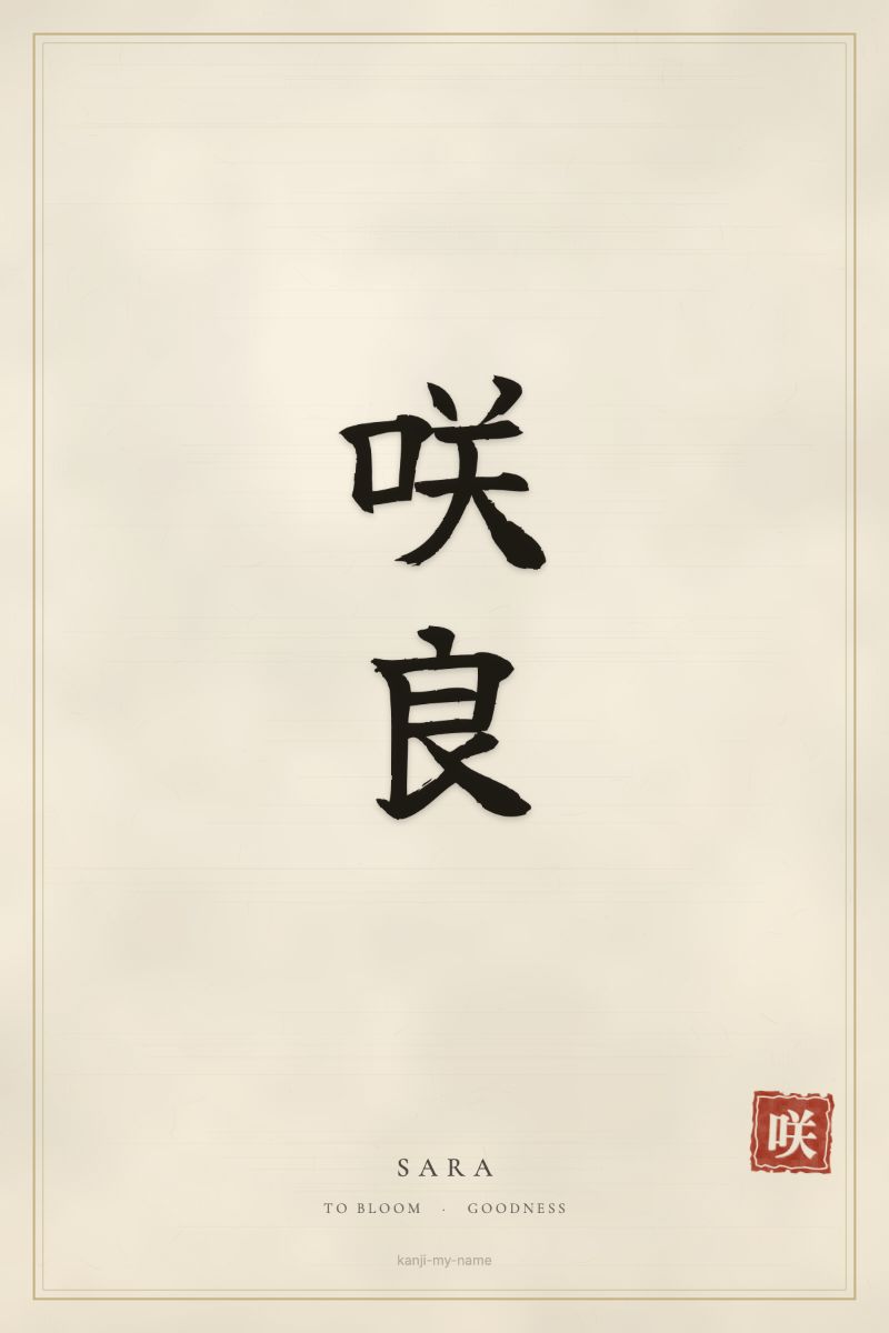 Sara in kanji: 咲良 — artistic ateji