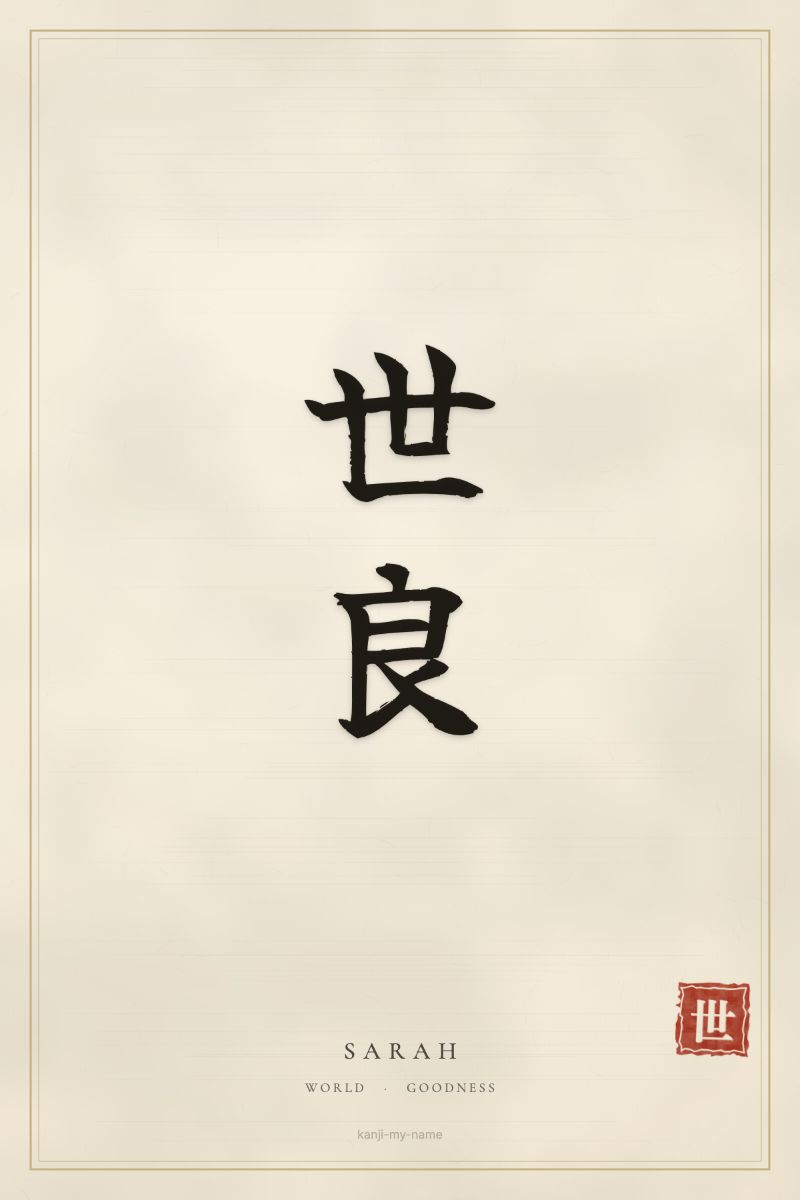 Sarah in kanji: 世良 — artistic ateji