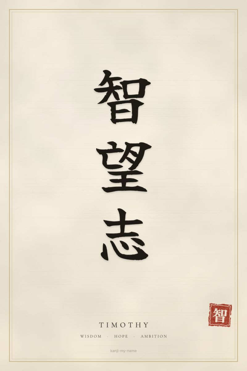 Timothy in kanji: 智望志 — artistic ateji