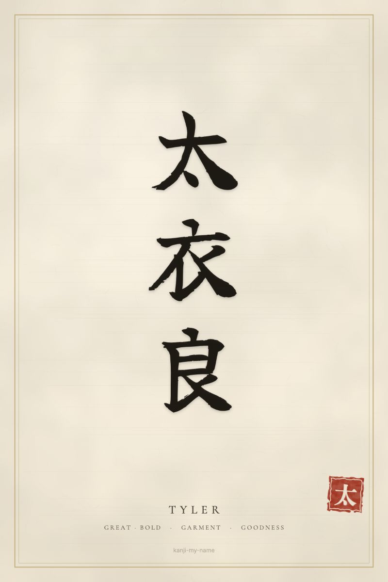 Tyler in kanji: 太衣良 — artistic ateji
