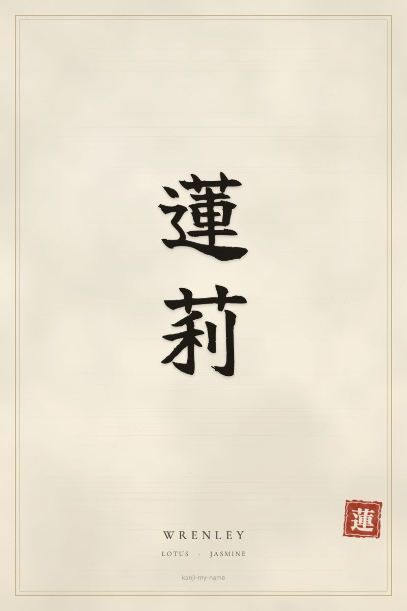 Wrenley in kanji: 蓮莉 — artistic ateji